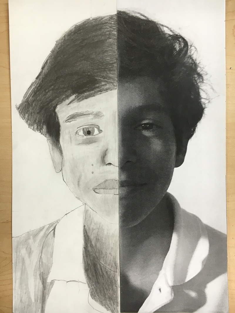 Half Face Self-Portraits - Sejal Vaywala: Art Education Portfolio